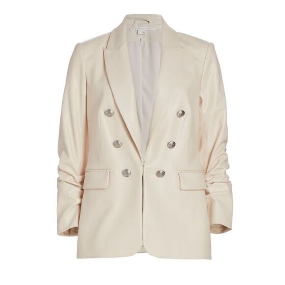 VERONICA BEARD Beacon Faux Leather Dickey Blazer in Ecru Size 8 Revolve - Picture 8 of 14